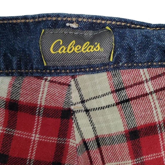 Cabela's Womens Size 12 Short Jeans Plaid Flannel Lined Denim - Picture 5 of 13